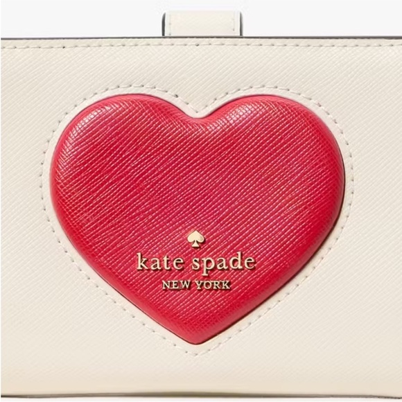 NWT Kate Spade NY Madison Puffy Heart Medium Bifold Wallet Meringue Multi ♠️ NEW - Picture 3 of 16